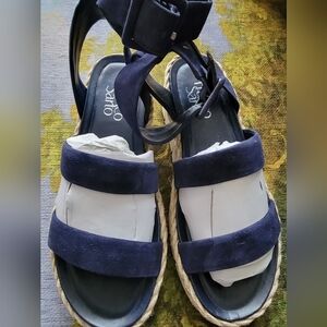 Franci Sarto Dark Blue Espadrille Sandals Size 6.5